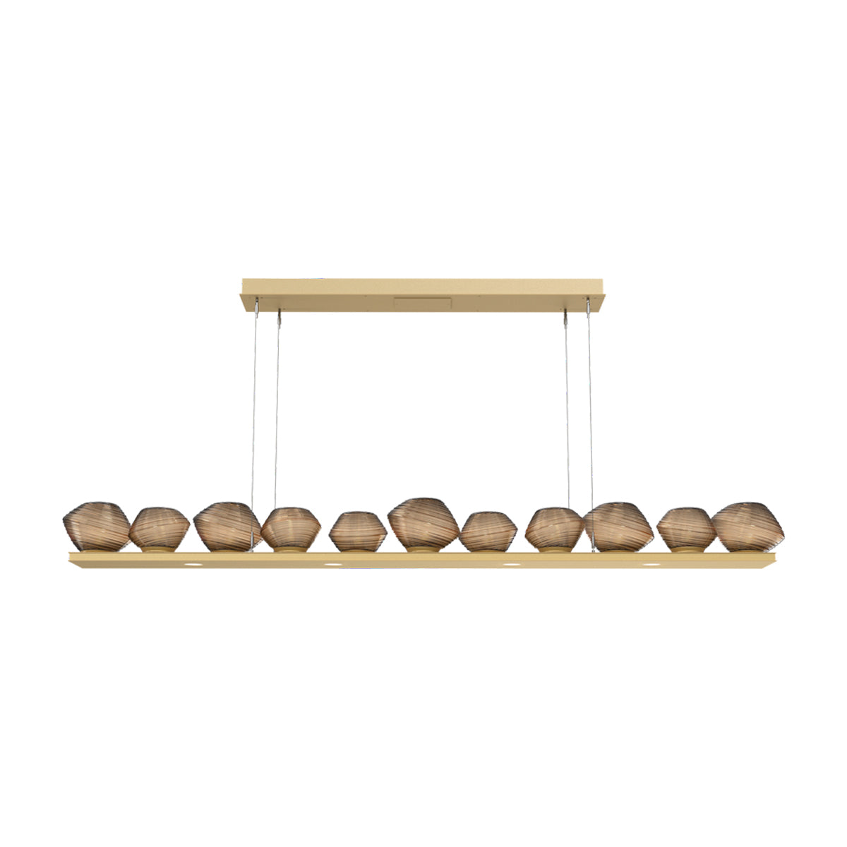 Mesa Linear LED Chandelier in Gilded Brass/Bronze Blown Glass (75.5-Inch).