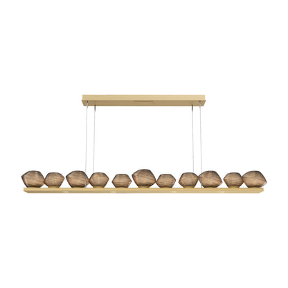 Mesa Linear LED Chandelier in Gilded Brass/Bronze Blown Glass (75.5-Inch).
