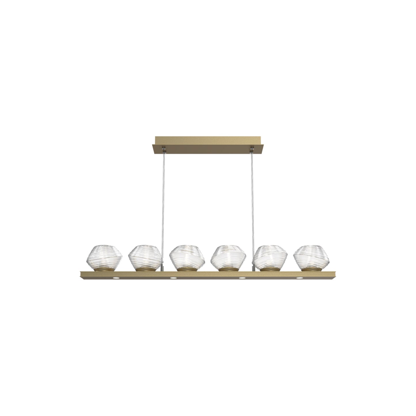 Mesa Linear LED Chandelier in Gilded Brass/Clear Blown Glass (44-Inch).