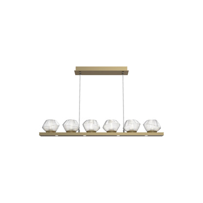 Mesa Linear LED Chandelier in Gilded Brass/Clear Blown Glass (44-Inch).