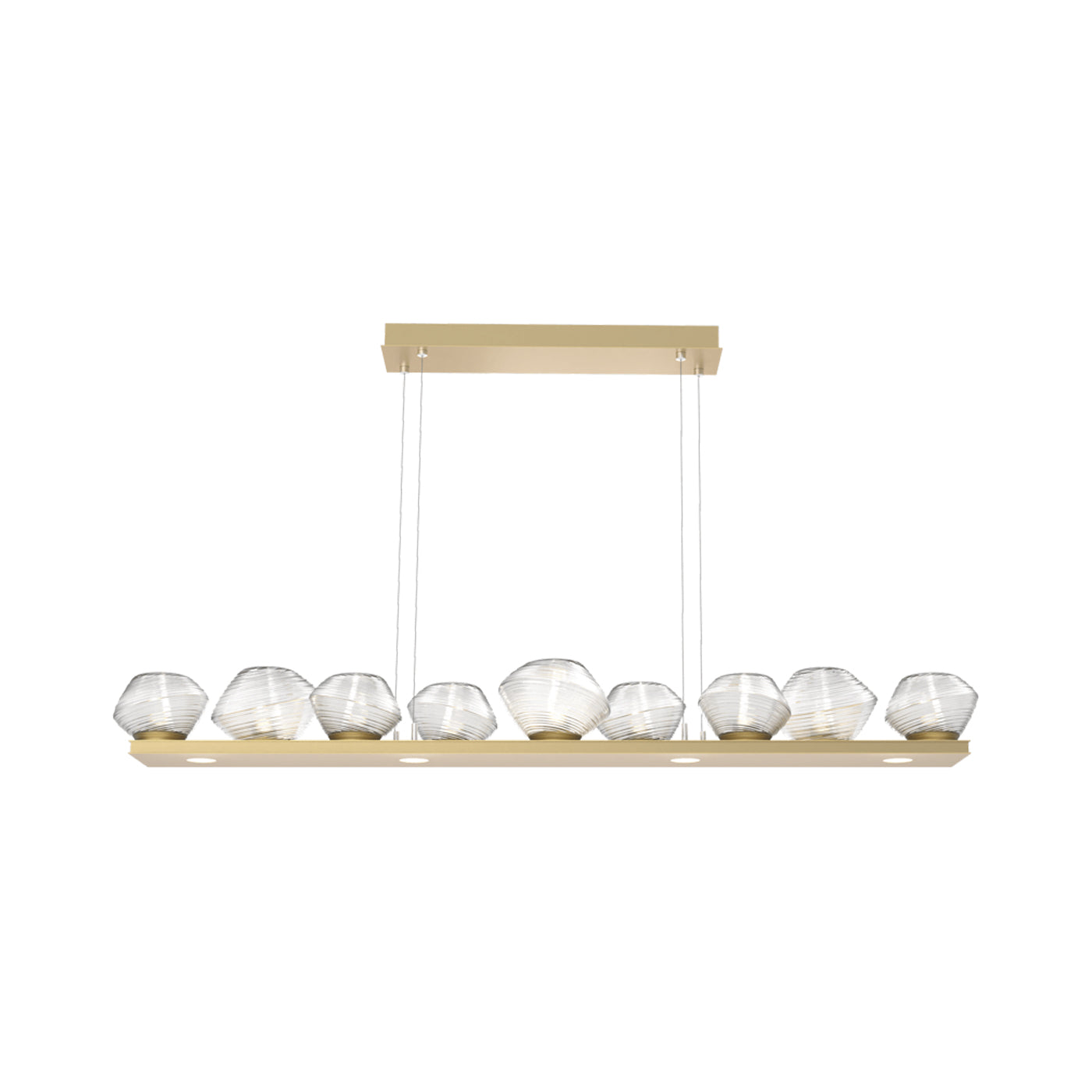 Mesa Linear LED Chandelier in Gilded Brass/Clear Blown Glass (58.9-Inch).