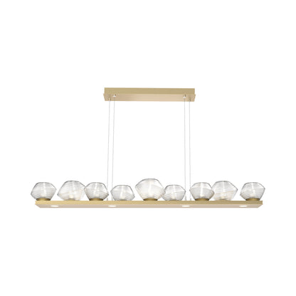 Mesa Linear LED Chandelier in Gilded Brass/Clear Blown Glass (58.9-Inch).