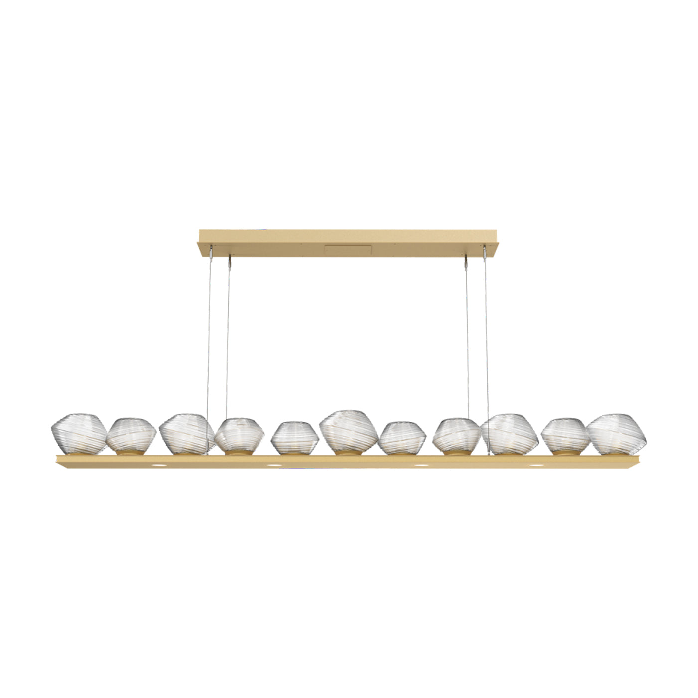 Mesa Linear LED Chandelier in Gilded Brass/Clear Blown Glass (75.5-Inch).