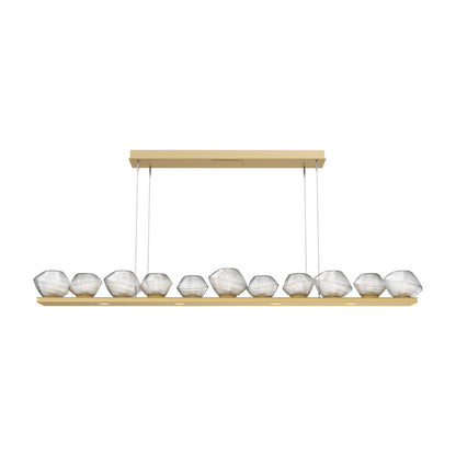 Mesa Linear LED Chandelier in Gilded Brass/Clear Blown Glass (75.5-Inch).