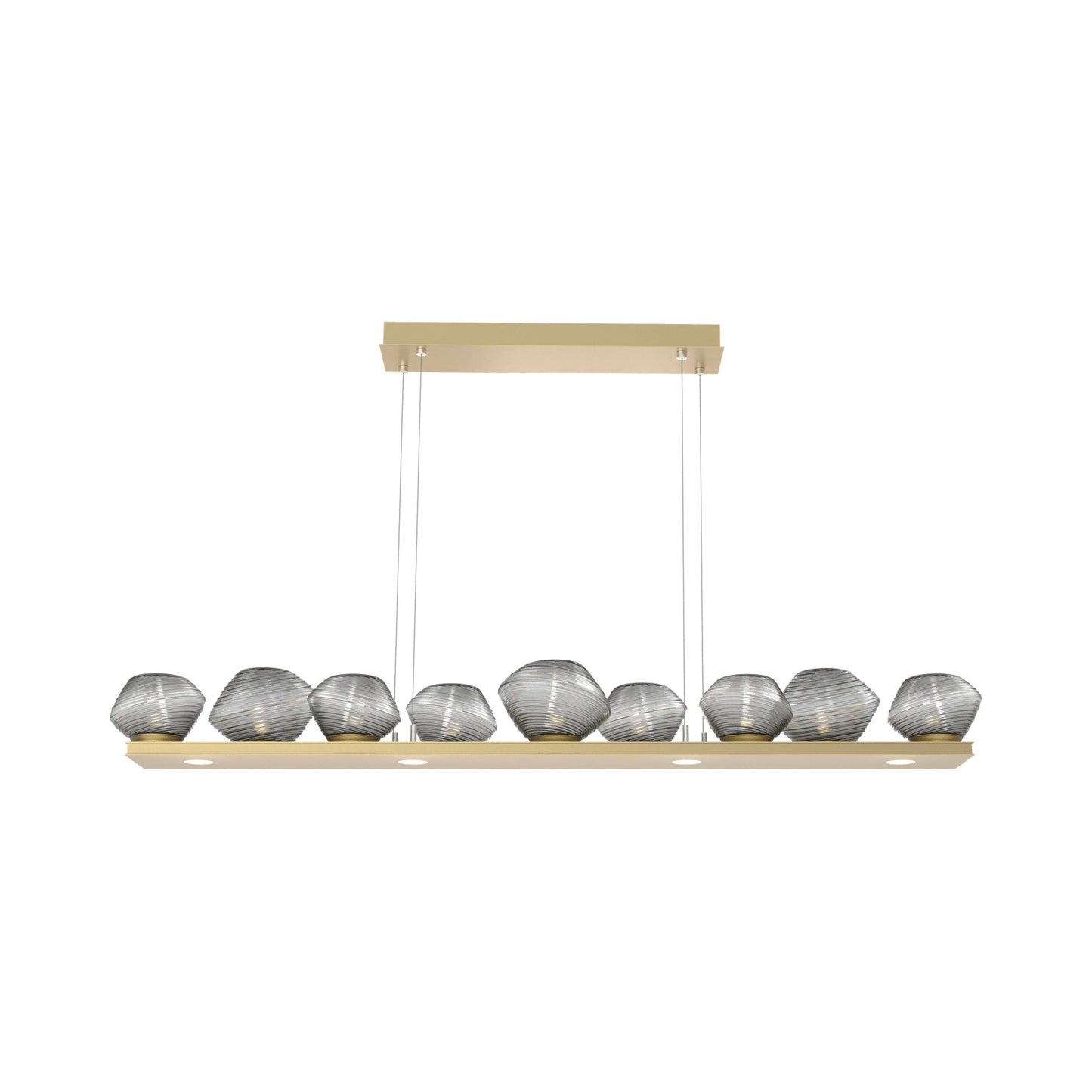Mesa Linear LED Chandelier in Gilded Brass/Smoke Blown Glass (58.9-Inch).