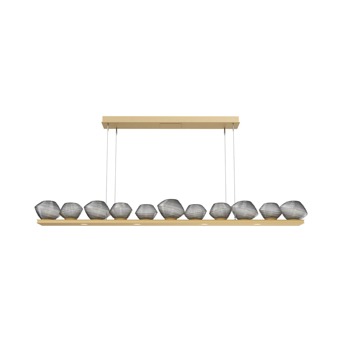 Mesa Linear LED Chandelier in Gilded Brass/Smoke Blown Glass (75.5-Inch).