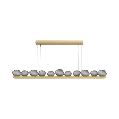 Mesa Linear LED Chandelier in Gilded Brass/Smoke Blown Glass (75.5-Inch).