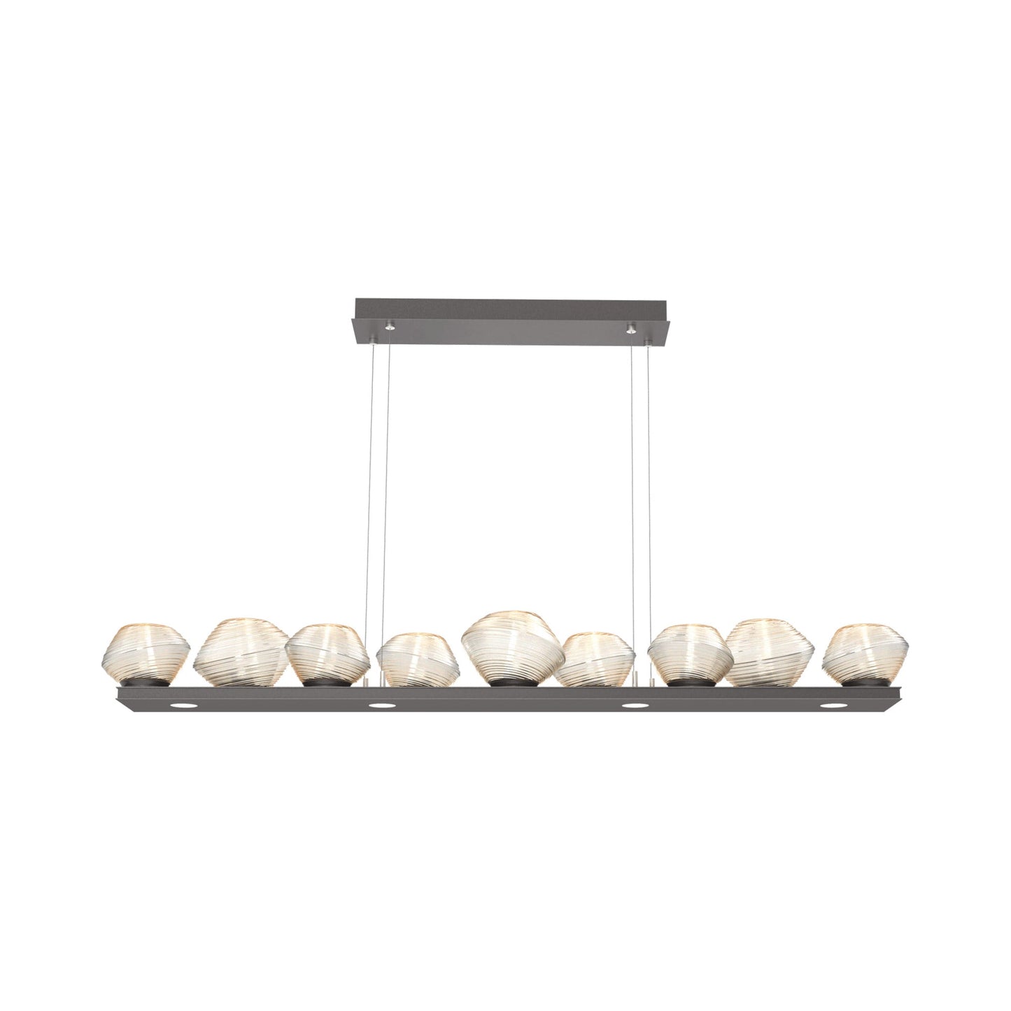 Mesa Linear LED Chandelier in Graphite/Amber Blown Glass (58.9-Inch).