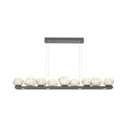 Mesa Linear LED Chandelier in Graphite/Amber Blown Glass (58.9-Inch).
