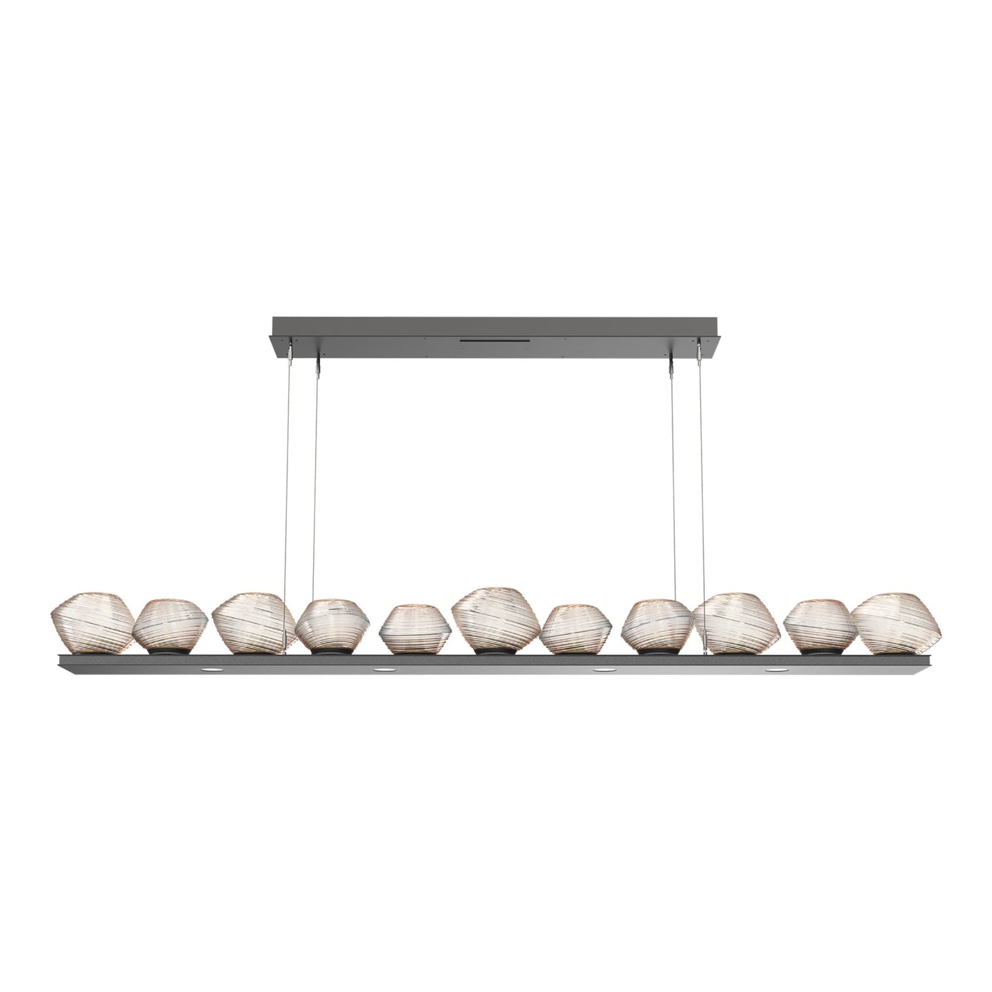 Mesa Linear LED Chandelier in Graphite/Amber Blown Glass (75.5-Inch).