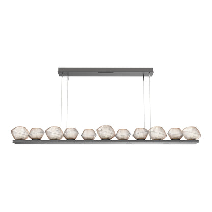 Mesa Linear LED Chandelier in Graphite/Amber Blown Glass (75.5-Inch).