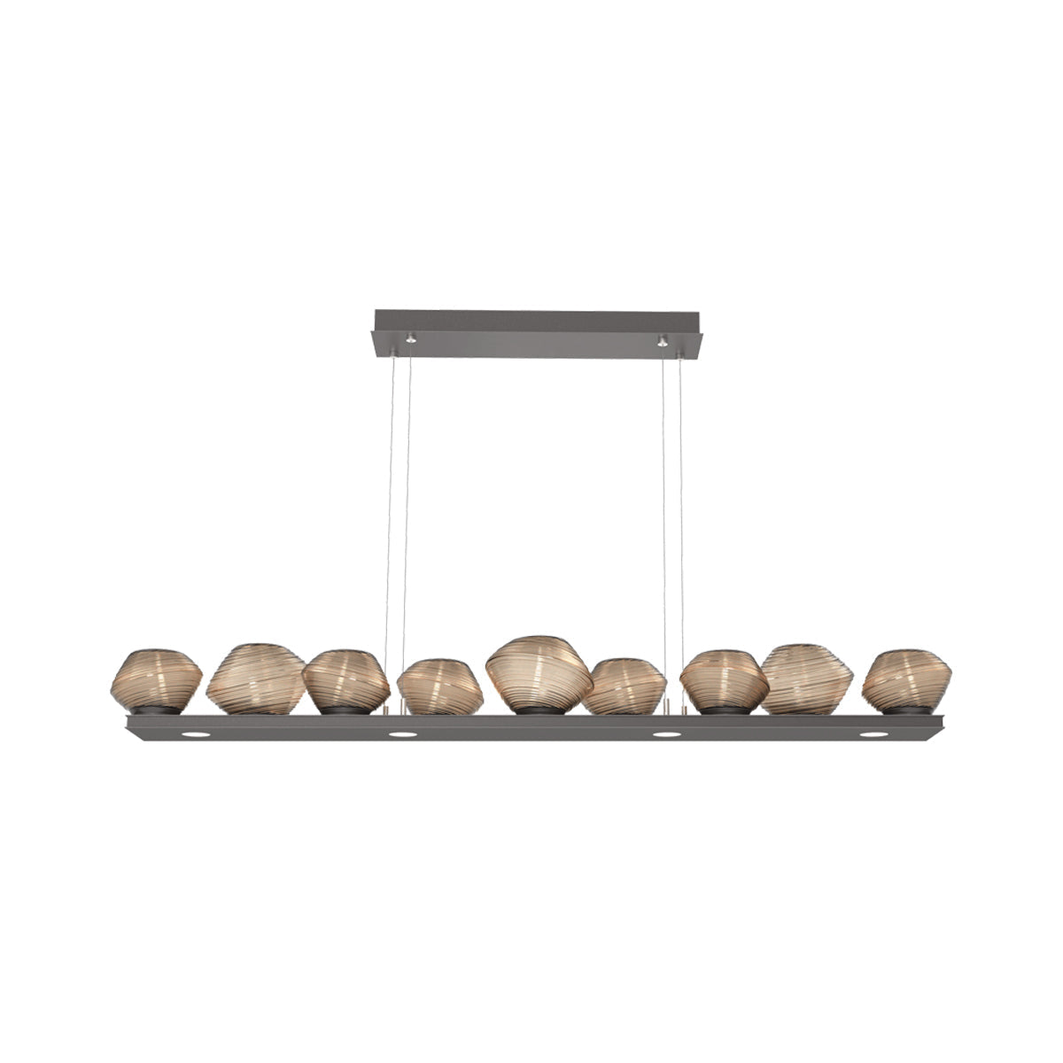 Mesa Linear LED Chandelier in Graphite/Bronze Blown Glass (58.9-Inch).