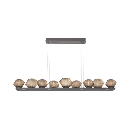 Mesa Linear LED Chandelier in Graphite/Bronze Blown Glass (58.9-Inch).