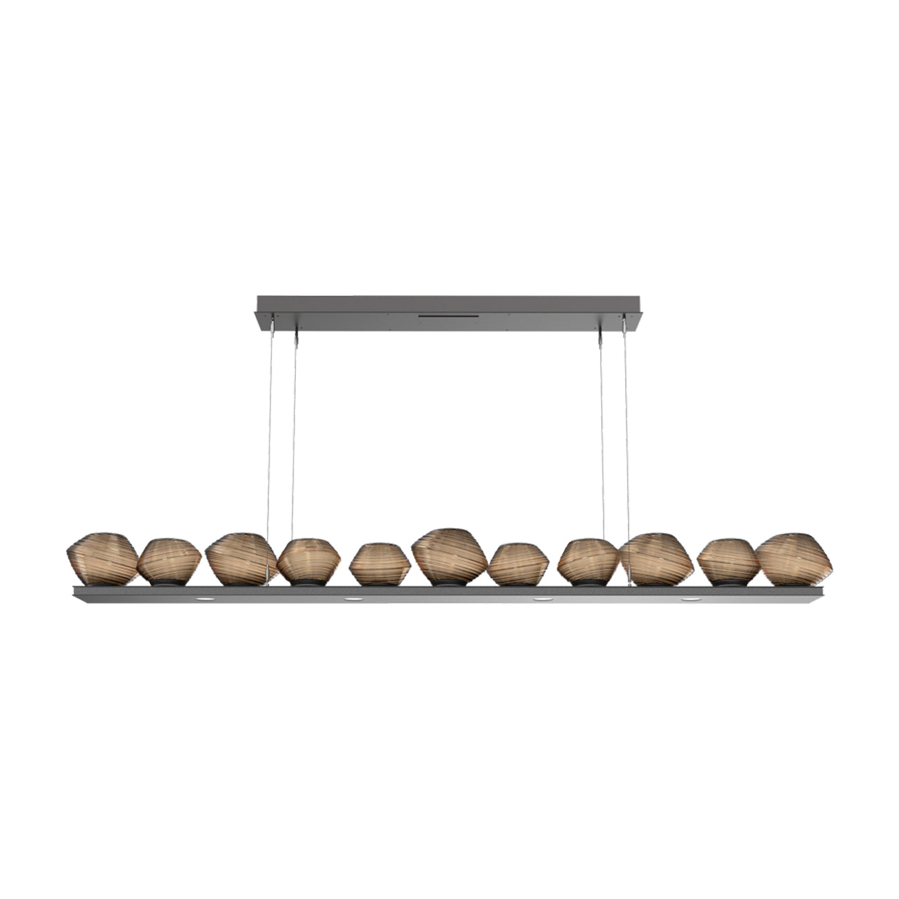 Mesa Linear LED Chandelier in Graphite/Bronze Blown Glass (75.5-Inch).