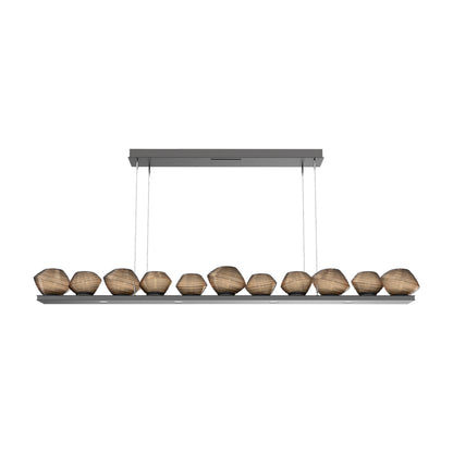 Mesa Linear LED Chandelier in Graphite/Bronze Blown Glass (75.5-Inch).