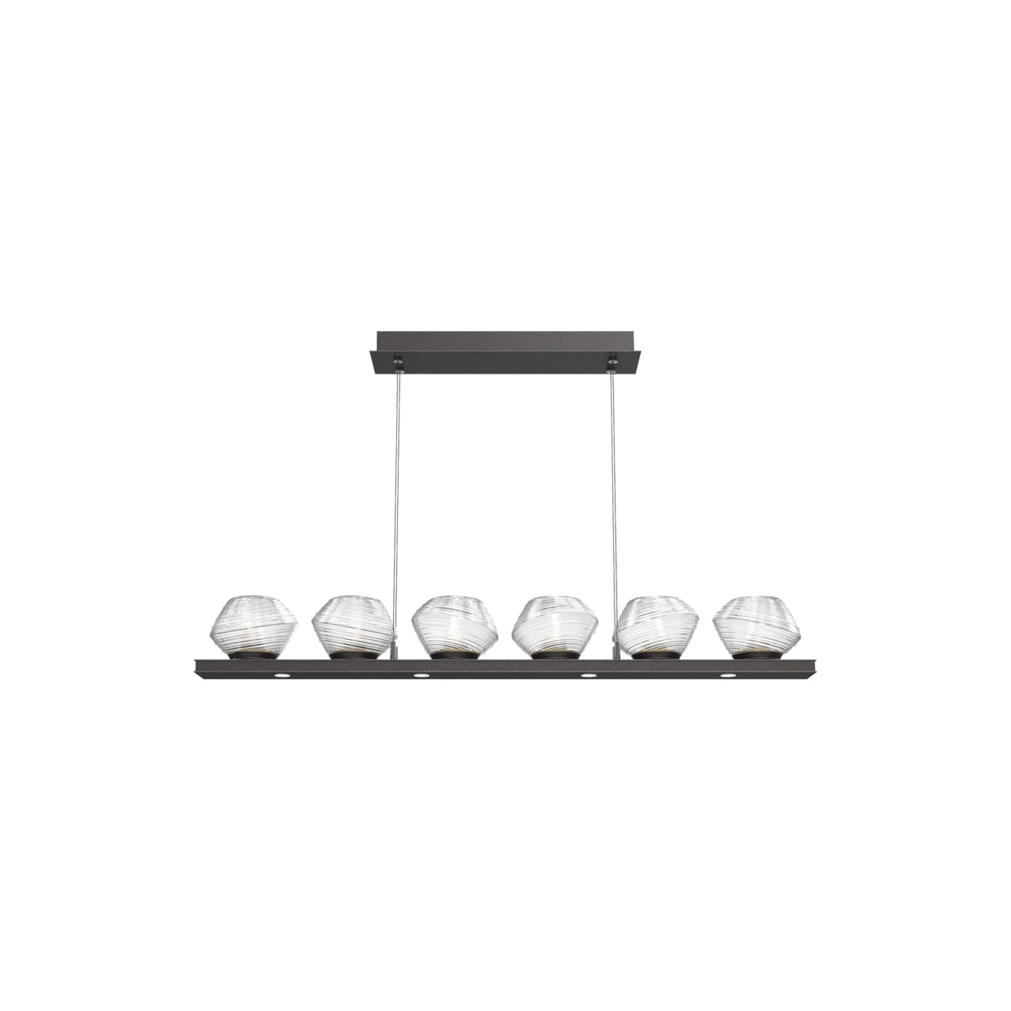 Mesa Linear LED Chandelier in Graphite/Clear Blown Glass (44-Inch).