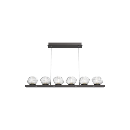 Mesa Linear LED Chandelier in Graphite/Clear Blown Glass (44-Inch).