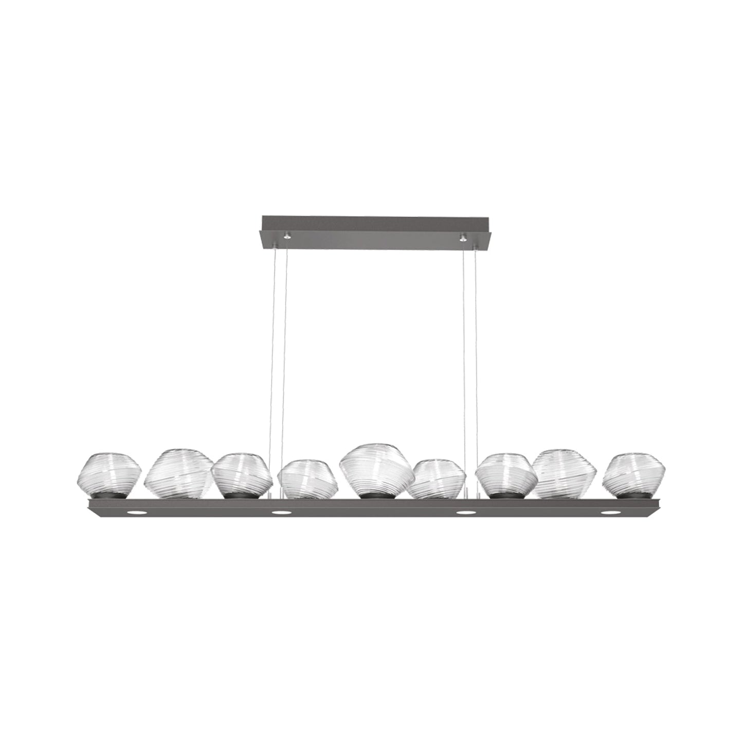 Mesa Linear LED Chandelier in Graphite/Clear Blown Glass (58.9-Inch).