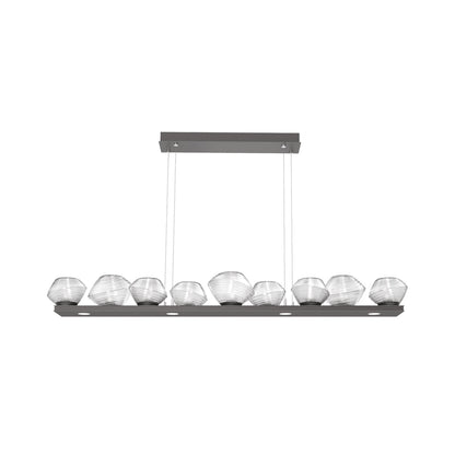 Mesa Linear LED Chandelier in Graphite/Clear Blown Glass (58.9-Inch).