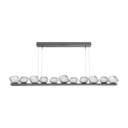 Mesa Linear LED Chandelier in Graphite/Clear Blown Glass (75.5-Inch).