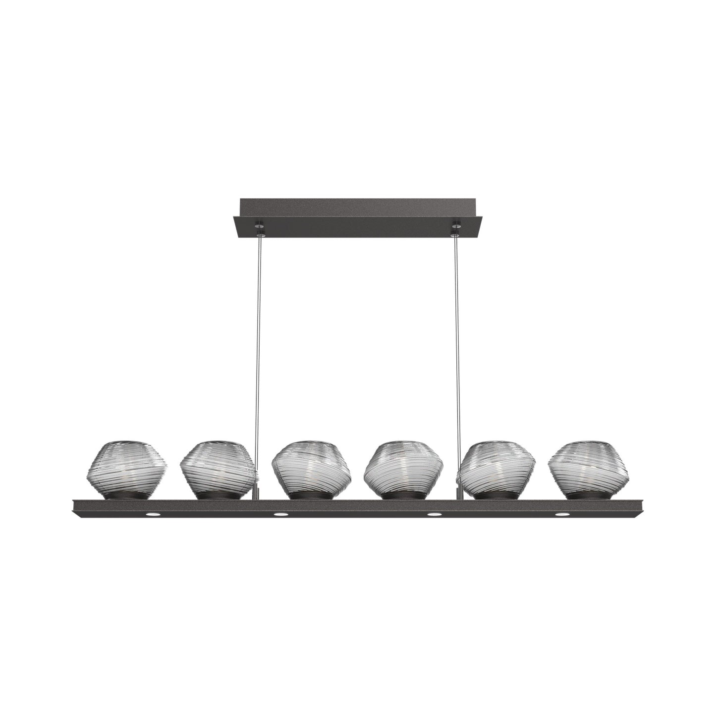 Mesa Linear LED Chandelier in Graphite/Smoke Blown Glass (44-Inch).