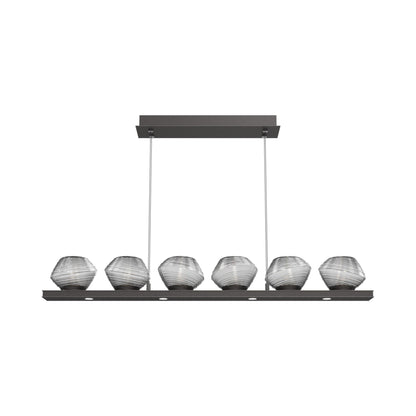 Mesa Linear LED Chandelier in Graphite/Smoke Blown Glass (44-Inch).
