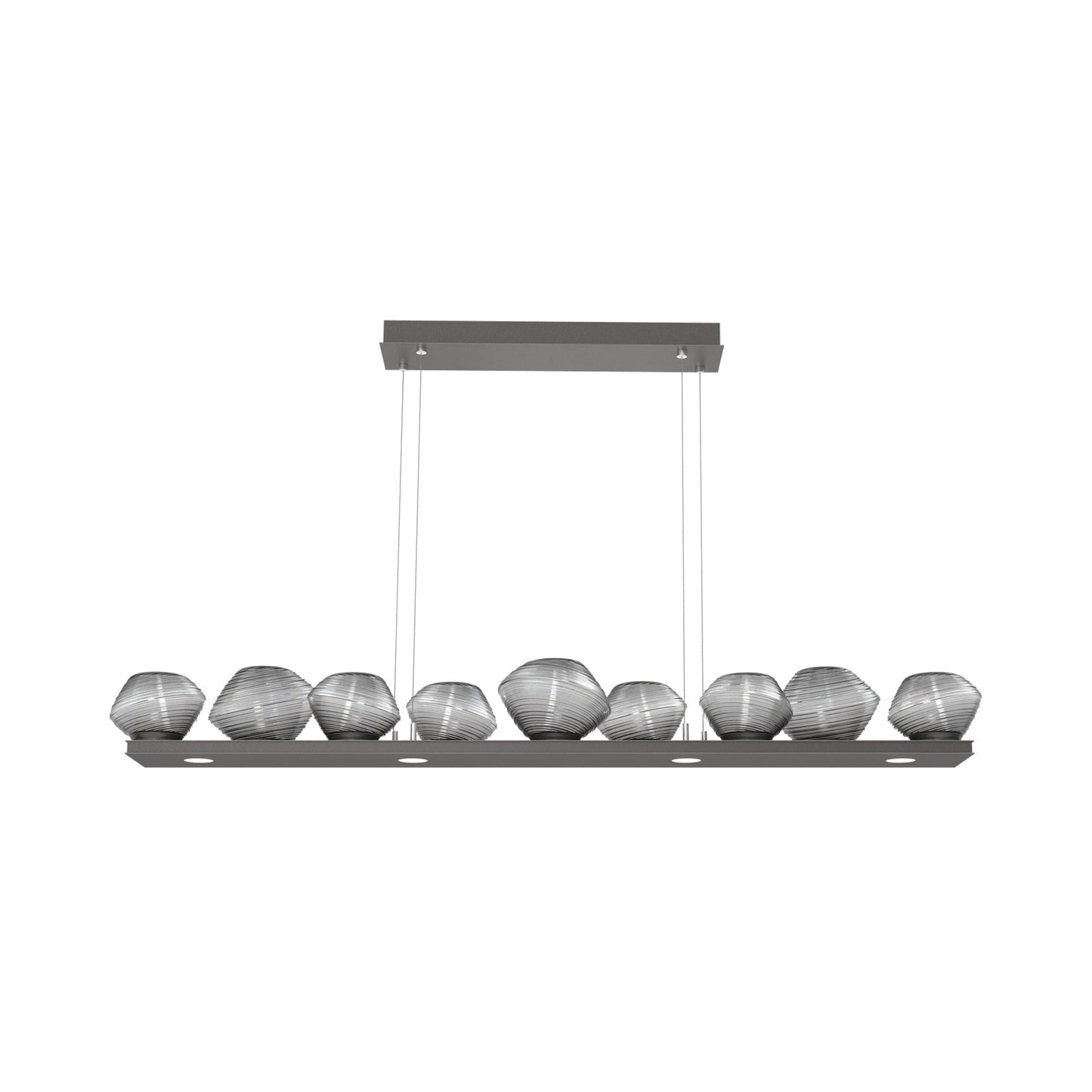 Mesa Linear LED Chandelier in Graphite/Smoke Blown Glass (58.9-Inch).