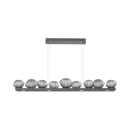 Mesa Linear LED Chandelier in Graphite/Smoke Blown Glass (58.9-Inch).