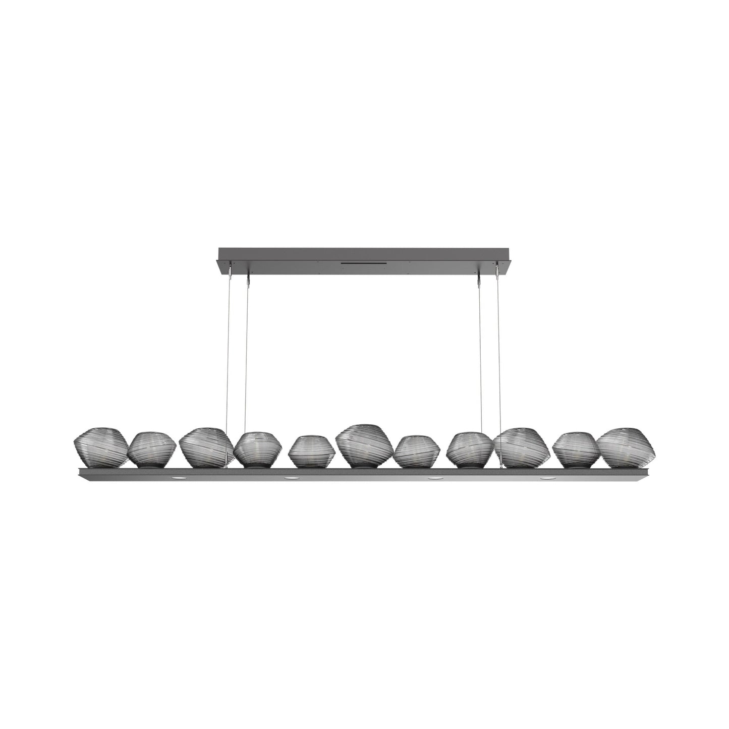 Mesa Linear LED Chandelier in Graphite/Smoke Blown Glass (75.5-Inch).