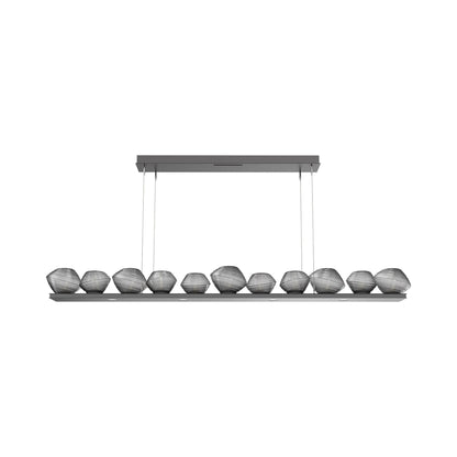 Mesa Linear LED Chandelier in Graphite/Smoke Blown Glass (75.5-Inch).