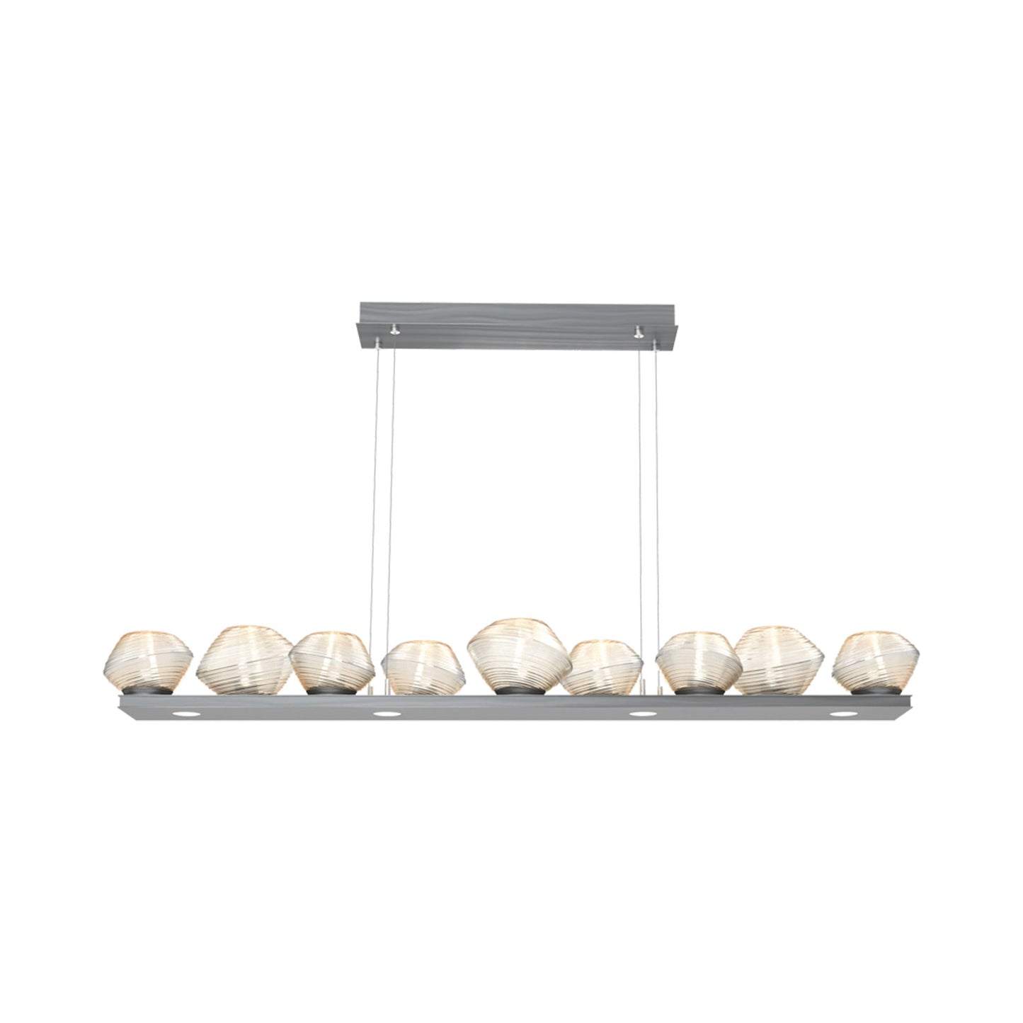 Mesa Linear LED Chandelier in Gunmetal/Amber Blown Glass (58.9-Inch).