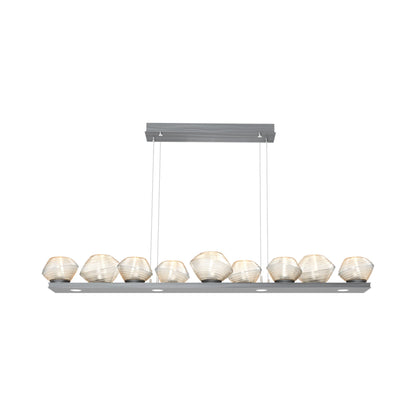 Mesa Linear LED Chandelier in Gunmetal/Amber Blown Glass (58.9-Inch).