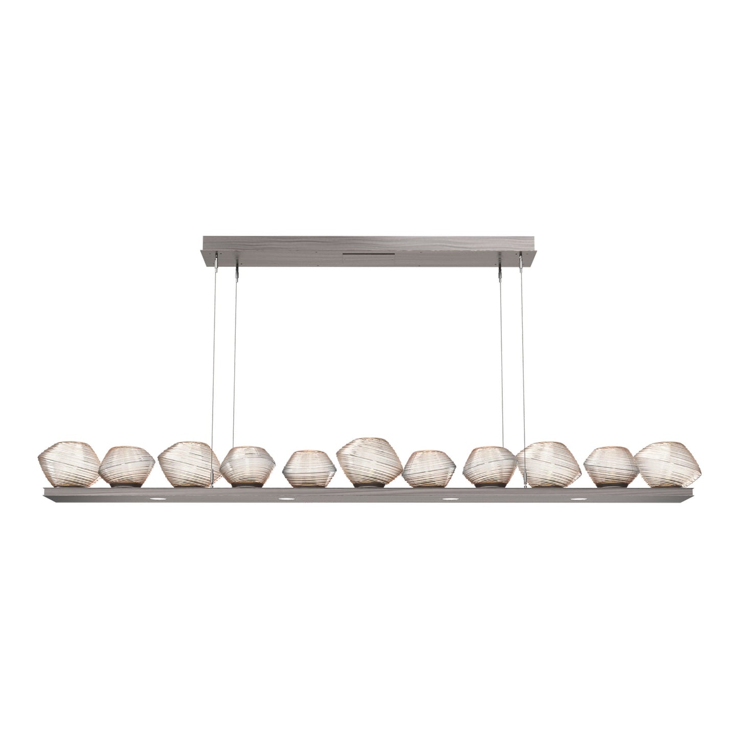 Mesa Linear LED Chandelier in Gunmetal/Amber Blown Glass (75.5-Inch).