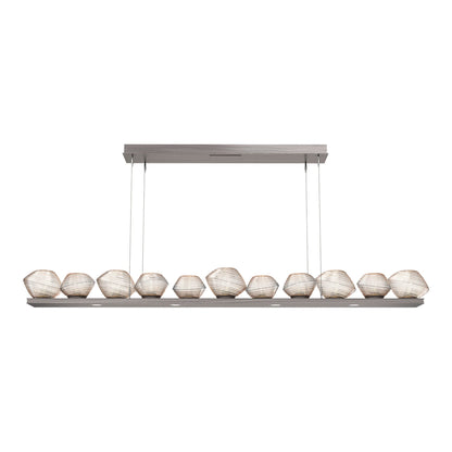 Mesa Linear LED Chandelier in Gunmetal/Amber Blown Glass (75.5-Inch).