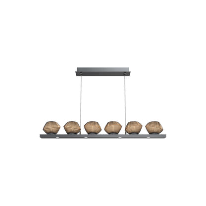 Mesa Linear LED Chandelier in Gunmetal/Bronze Blown Glass (44-Inch).