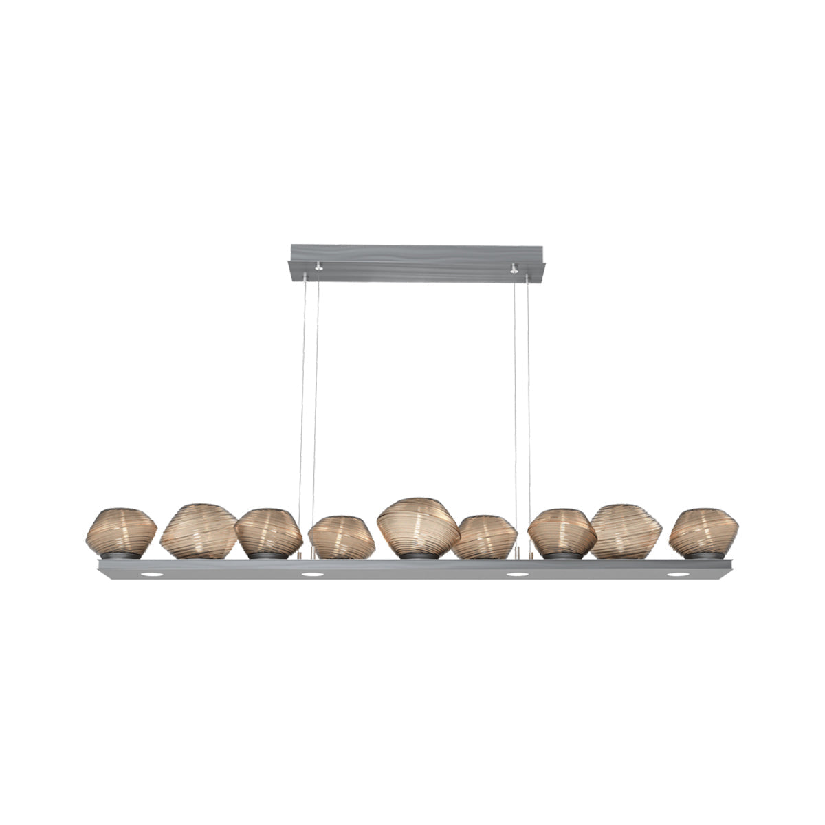 Mesa Linear LED Chandelier in Gunmetal/Bronze Blown Glass (58.9-Inch).