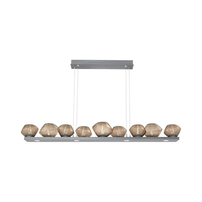 Mesa Linear LED Chandelier in Gunmetal/Bronze Blown Glass (58.9-Inch).