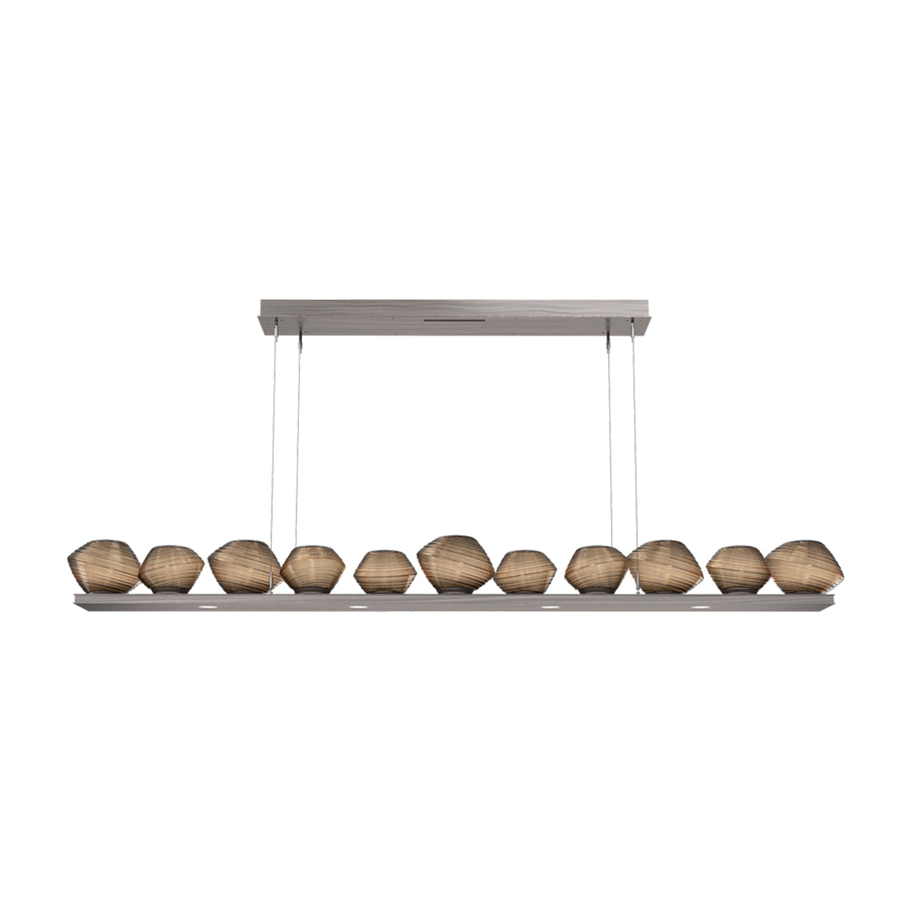 Mesa Linear LED Chandelier in Gunmetal/Bronze Blown Glass (75.5-Inch).
