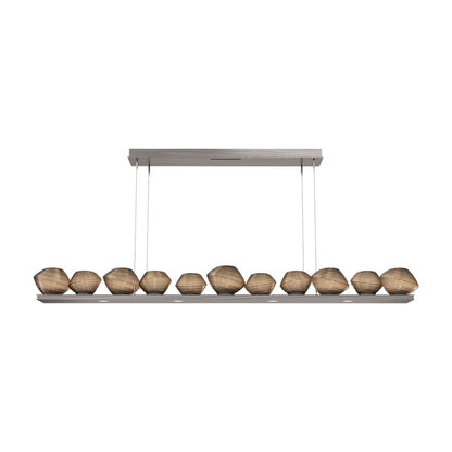 Mesa Linear LED Chandelier in Gunmetal/Bronze Blown Glass (75.5-Inch).