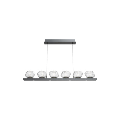 Mesa Linear LED Chandelier in Gunmetal/Clear Blown Glass (44-Inch).