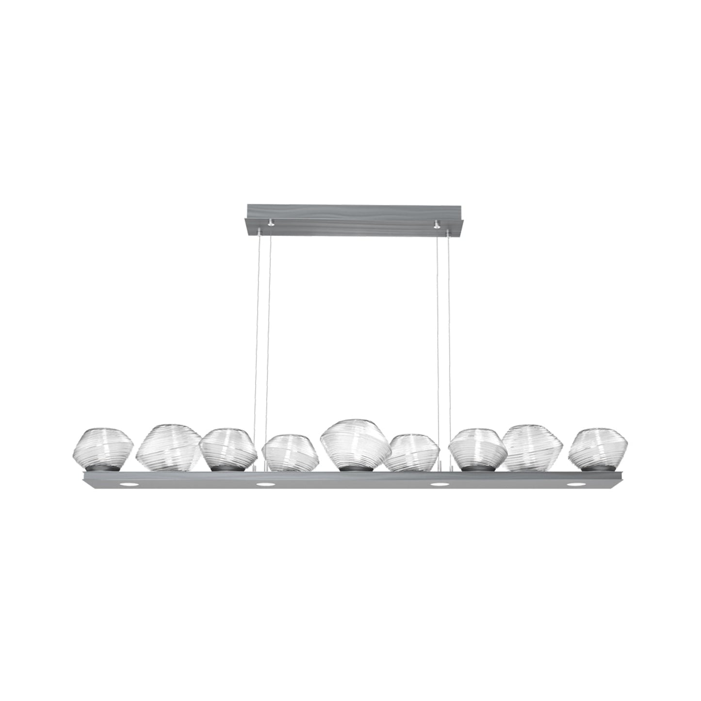 Mesa Linear LED Chandelier in Gunmetal/Clear Blown Glass (58.9-Inch).