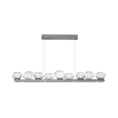 Mesa Linear LED Chandelier in Gunmetal/Clear Blown Glass (58.9-Inch).