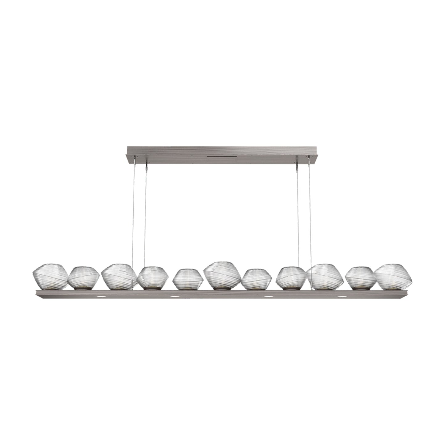 Mesa Linear LED Chandelier in Gunmetal/Clear Blown Glass (75.5-Inch).