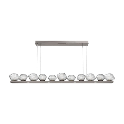 Mesa Linear LED Chandelier in Gunmetal/Clear Blown Glass (75.5-Inch).