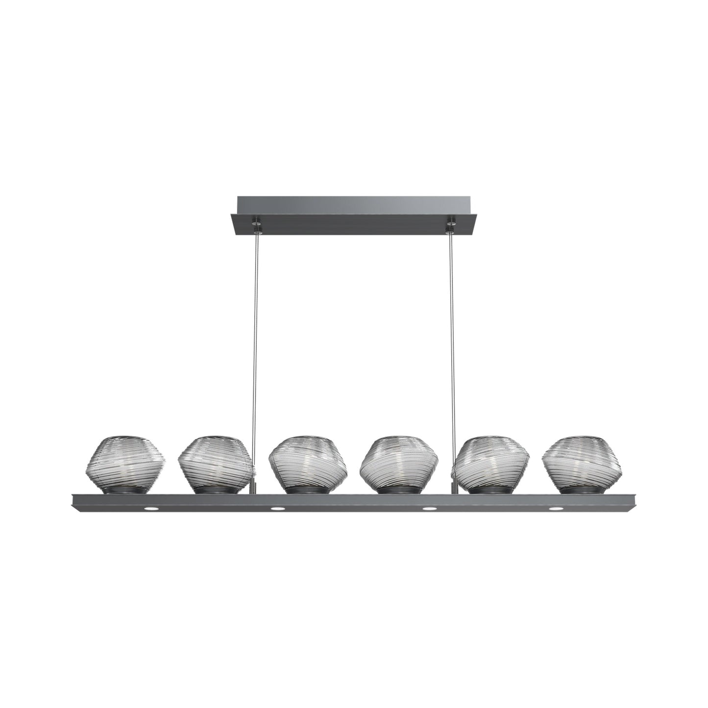 Mesa Linear LED Chandelier in Gunmetal/Smoke Blown Glass (44-Inch).