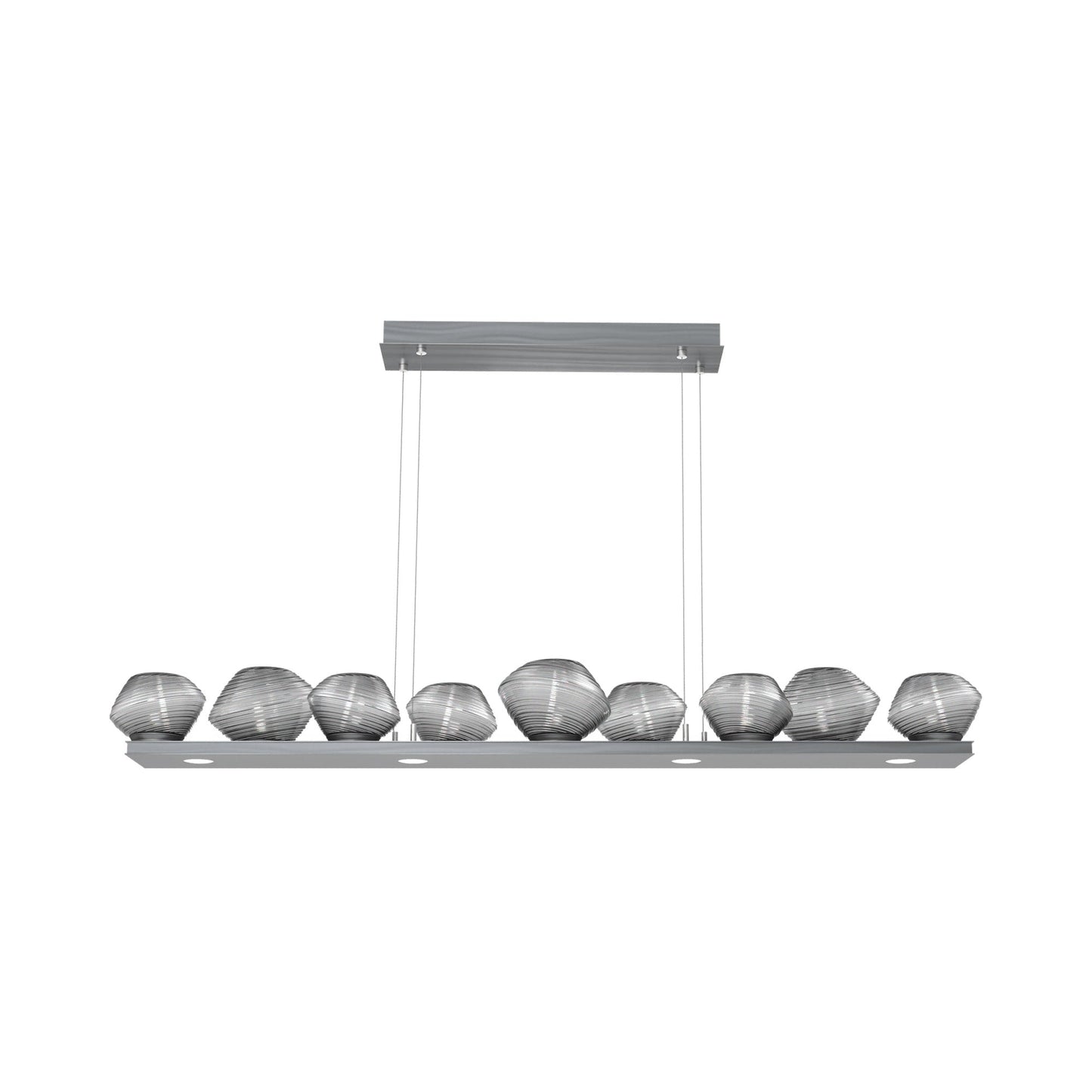 Mesa Linear LED Chandelier in Gunmetal/Smoke Blown Glass (58.9-Inch).