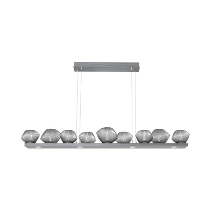 Mesa Linear LED Chandelier in Gunmetal/Smoke Blown Glass (58.9-Inch).