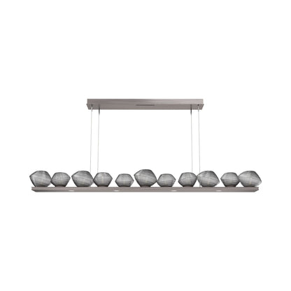 Mesa Linear LED Chandelier in Gunmetal/Smoke Blown Glass (75.5-Inch).