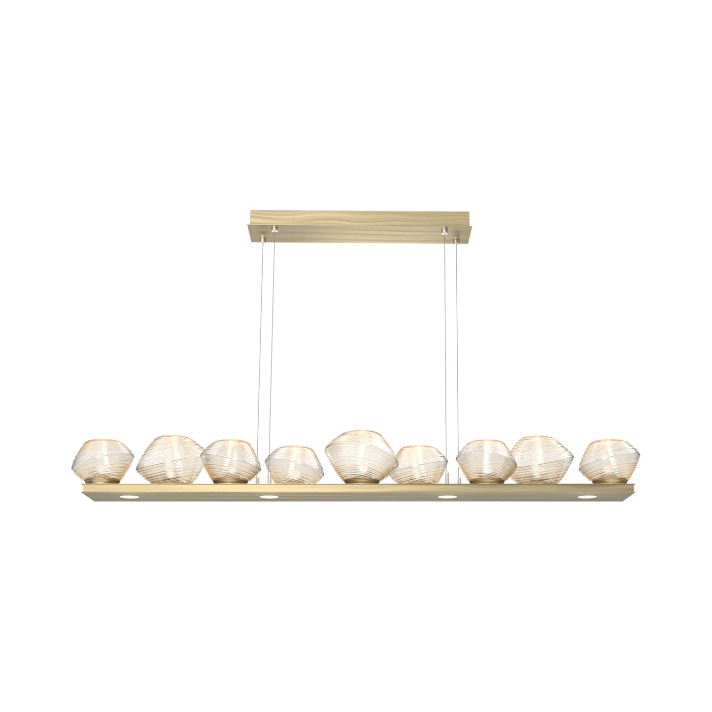 Mesa Linear LED Chandelier in Heritage Brass/Amber Blown Glass (58.9-Inch).