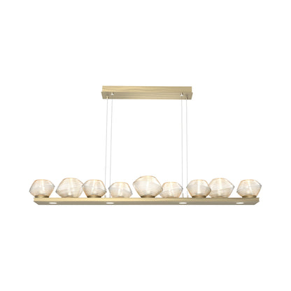 Mesa Linear LED Chandelier in Heritage Brass/Amber Blown Glass (58.9-Inch).